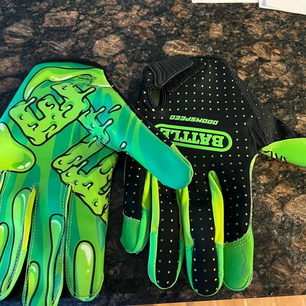 Battle Sports Green and Black Football Gloves